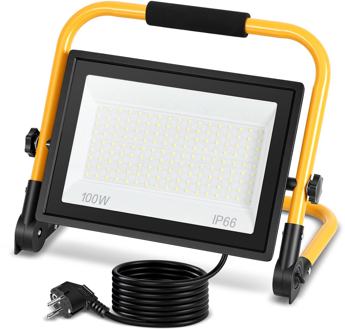 LED Bouwlamp 100W - 8000LM Werklamp - Waterdicht IP66 - 6500K Koud Wit - Voor Bouwplaats, Garage en Tuin