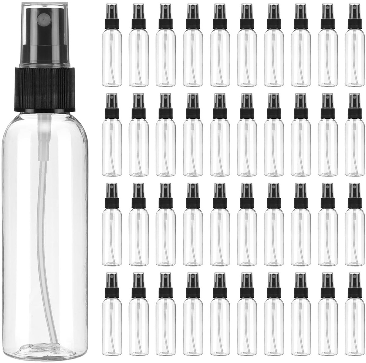 Dailygoods - QUARKZMAN 100 stuks spuitflessen, 60 ml, heldere lege mist, plastic mini-reisflessen, set, kleine navulbare vloeistofcontainers voor huishoudelijk gebruik, etherische (transparant zwart)