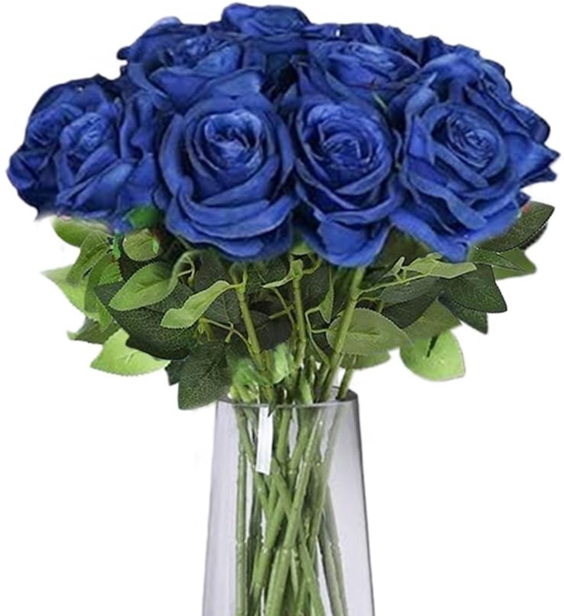 Dailygoods- Kunstrozen 12 Stuks - Donkerblauwe Kunstbloemen - Bruiloften/Jubilea - Verjaar