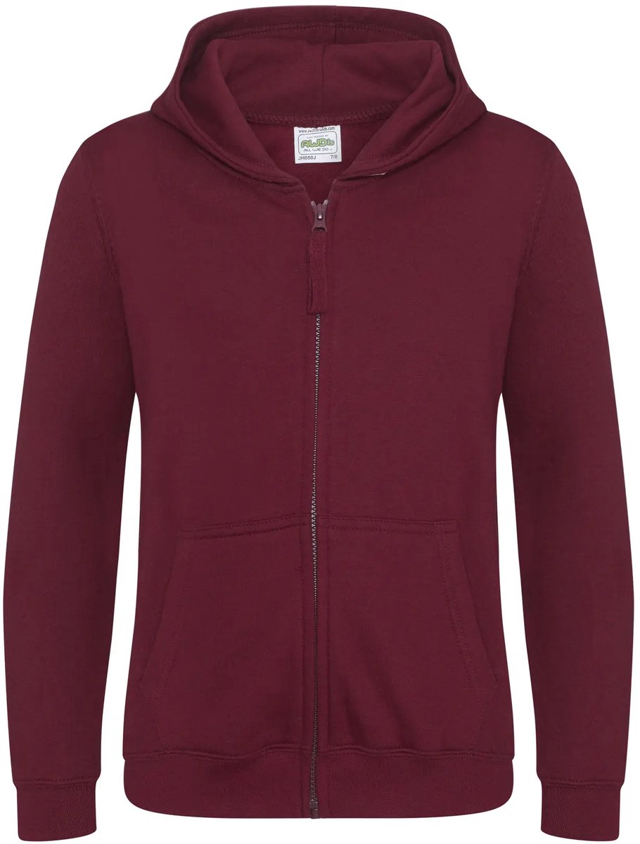 Kindercapuchon met volledige rits Just Hoods Bordeauxrood