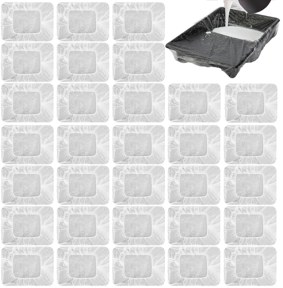Dailygoods- Lakbak 30 Stuks 22 cm - Wegwerp Verfbakje - Verfpan - Transparante Tray Liners - Compatibel met 9" Verfrollers - Handig voor Schilderprojecten - Verftray