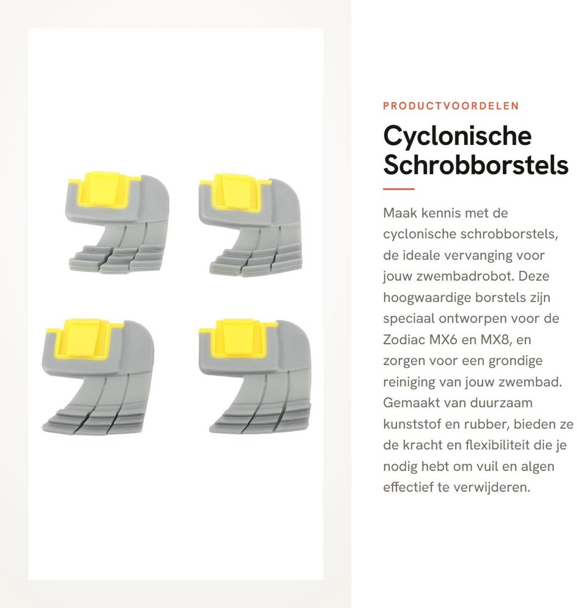 Dailygoods- Schrobborstels Cycloon - 4 Stuks - Duurzaam Kunststof/Rubber - Geschikt voor Zodiac MX6/MX8 - Sterk Schrobben - Voor Zwembadrobot - Zwembadborstels