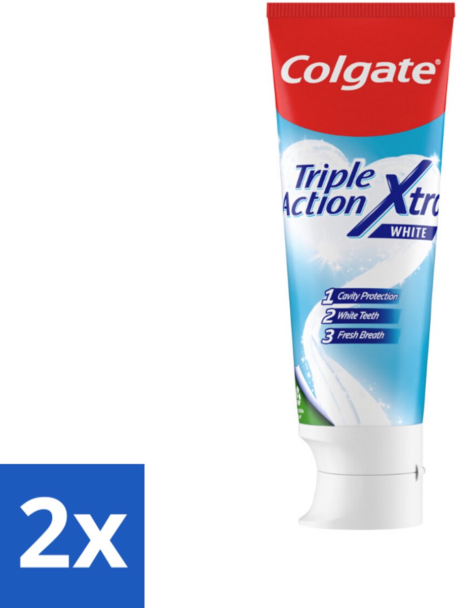 Colgate Tandpasta Triple Action Xtra White 75 ml - Voordeelverpakking - 2 stuks