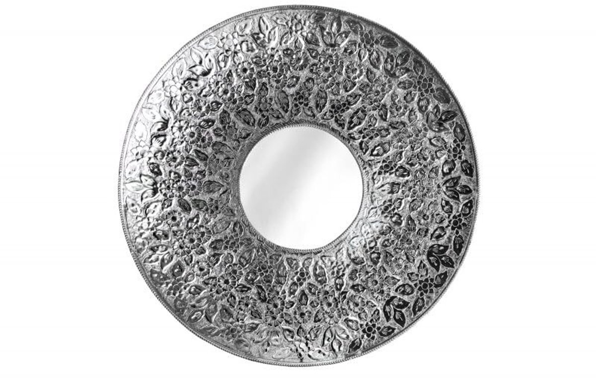 Solidchoice - Decoratieve Ronde Wandspiegel van Aluminium in Zilver 81 cm