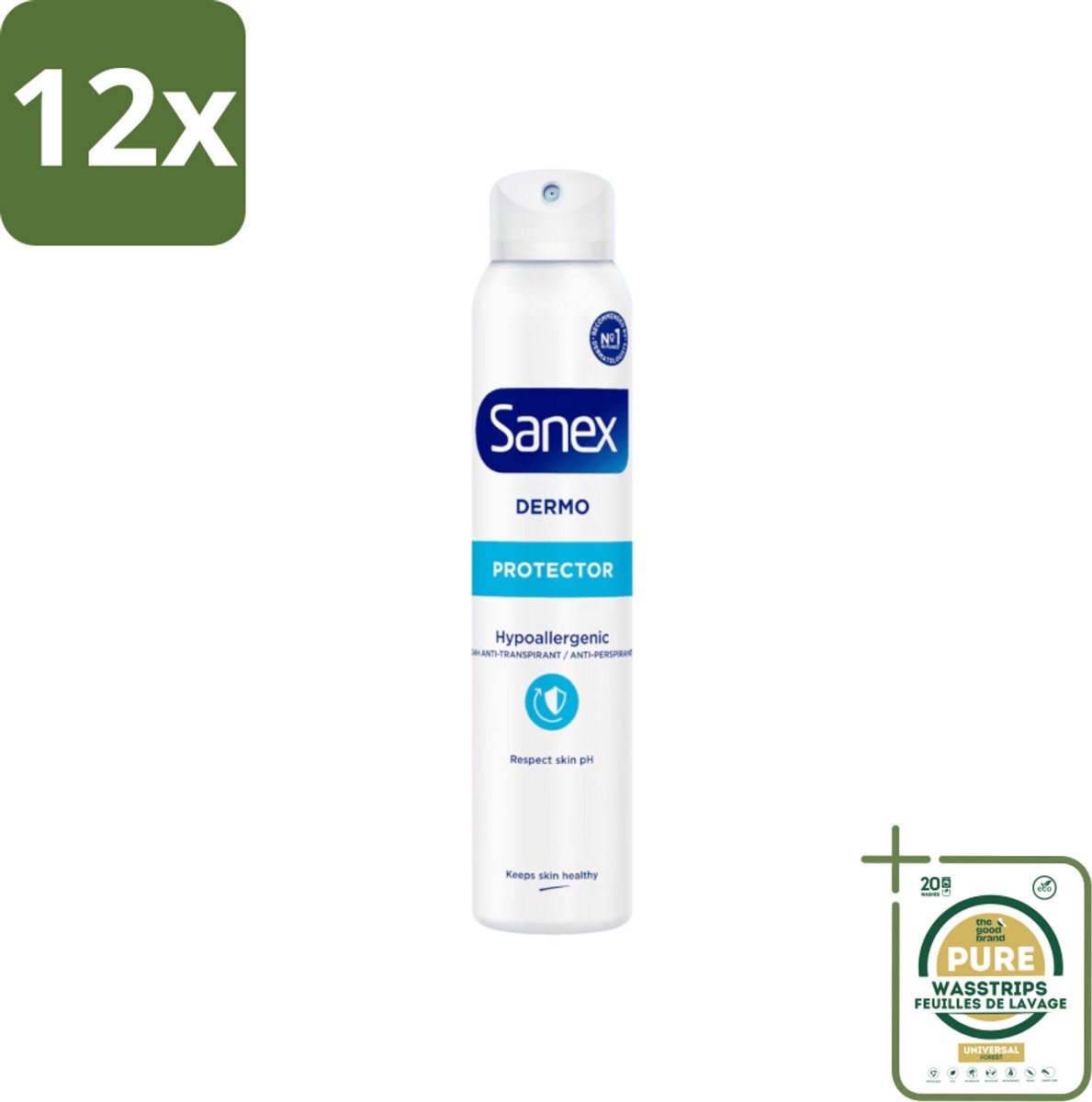Sanex Dermo - Deodorant Spray - Hypoallergeen - Anti-Transpirant - 150 ml - Voordeelverpakking - 12 stuks - Hypoallergeen - Sanex