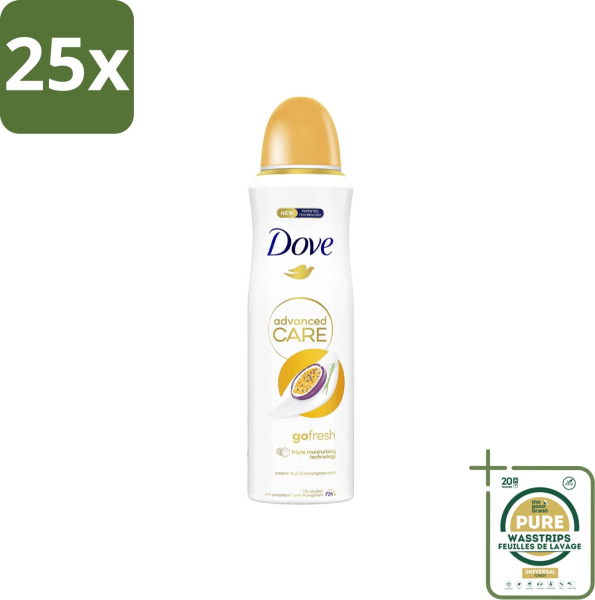 25 x Dove – Deodorant Spray – Go Fresh Passievrucht – 200 ml - Grootverpakking - Anti-transpirant Spray - Passievrucht Geur - Frisheid - Huidhydratatie - 48 Uur Bescherming