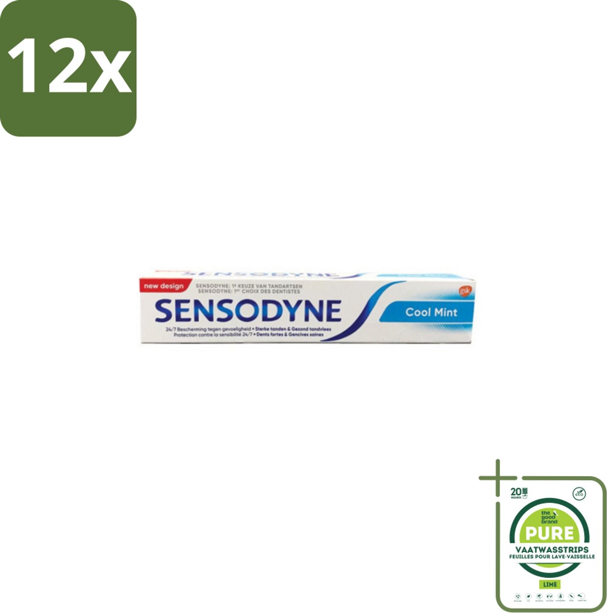 Sensodyne - Tandpasta - Cool Mint - Gevoelige Tanden - 75 ml - Voordeelverpakking - 12 stuks - Tandgevoeligheid - Tandpasta