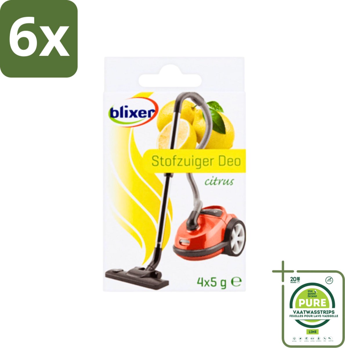 Blixer - Beckmann - Stofzuiger Deodorant - Citrus - 4 Geurverspreiders - Voordeelverpakking - 6 stuks - Stofzuiger geur - Citrus geur