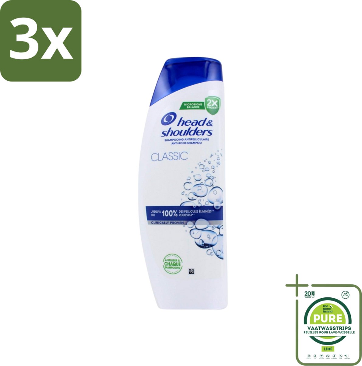 3 x Head & Shoulders - Anti-Roos Shampoo - Classic - 400 ml - Grootverpakking - Roos Shampoo - Anti-roos Shampoo - Hoofdhuidverzorging - Haarverzorging - 2-in-1 Shampoo