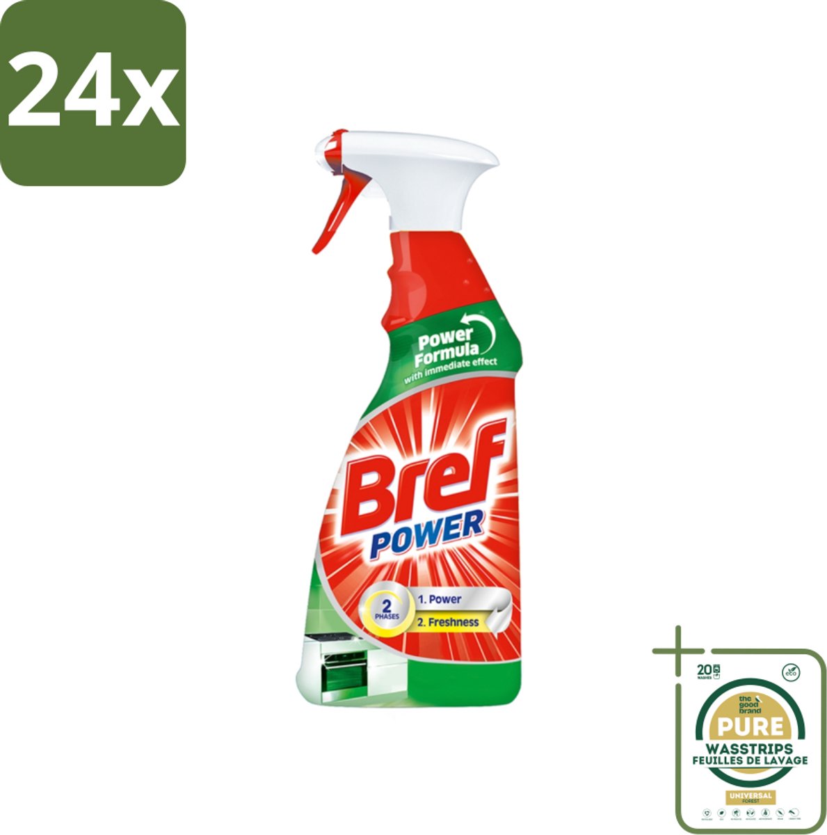Bref Power - Keukenreiniger - Spray - Ontvetter - 750 ml - Voordeelverpakking - 24 stuks - Schoonmaakmiddel - Keukenspullen