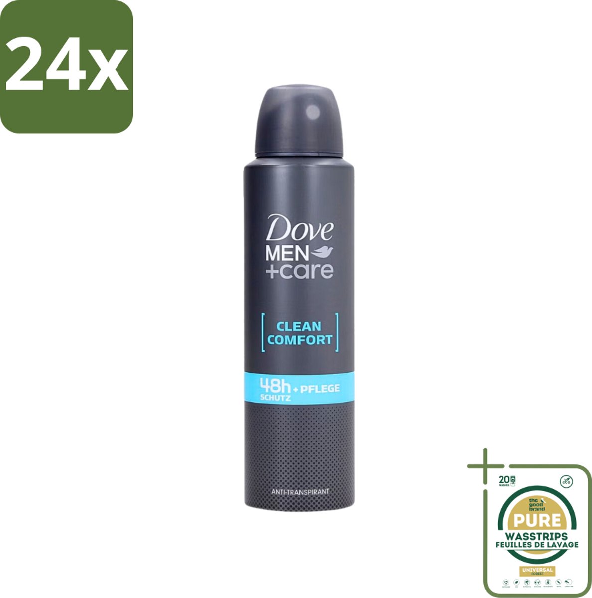 Dove Men+Care - Clean Comfort - Deospray - Anti-Transpirant - 150 ml - Voordeelverpakking - 24 stuks - Dove - Dove Men+Care