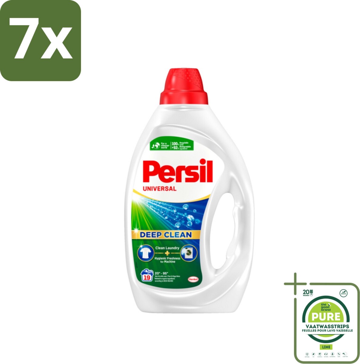 7 x Persil Universal - Deep clean - Vloeibaar Wasmiddel - Witte en Gekleurde Was - 19 Wasbeurten - Grootverpakking - Wasmiddel - Vloeibaar Wasmiddel - Persil - Vlekken Verwijderen - Wasmachine Reinigen
