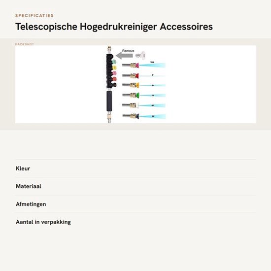 Set van 8 Stuks Verlengpijp voor Hogedrukreiniger met 1/4 Inch Snelaansluitingen en 6 Spuitmondjes voor Dakgoot- en Raamreiniging — afbeelding 2