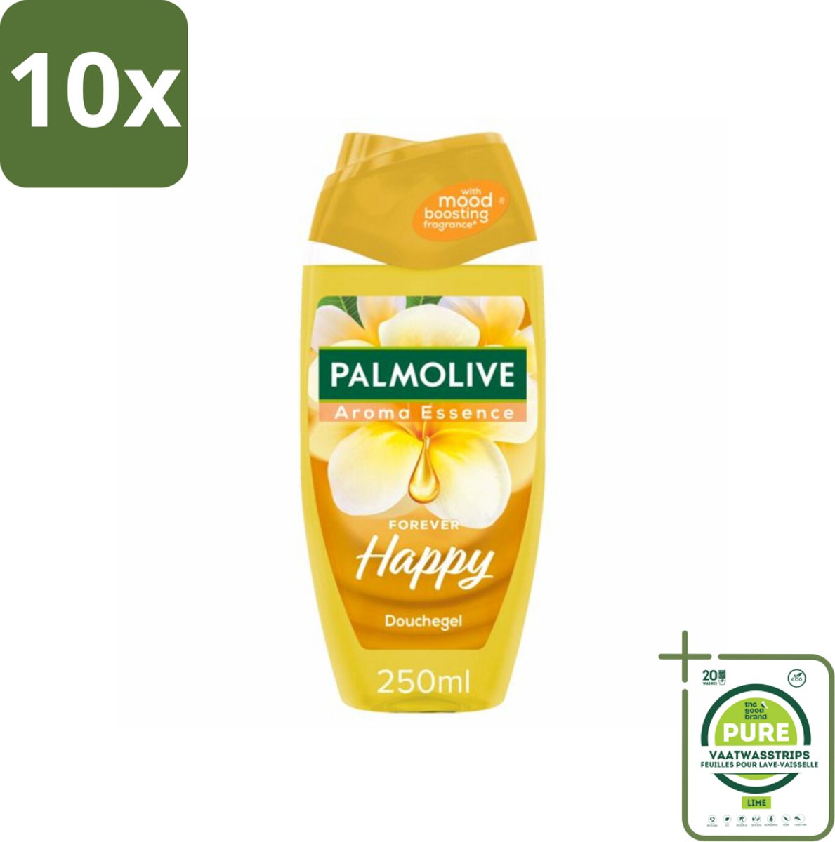 10 x Palmolive Douchegel Aroma Essence Forever Happy 250 ml - Grootverpakking - Douchegel - Frangipani - Neroli - Palmolive - Aroma Essence
