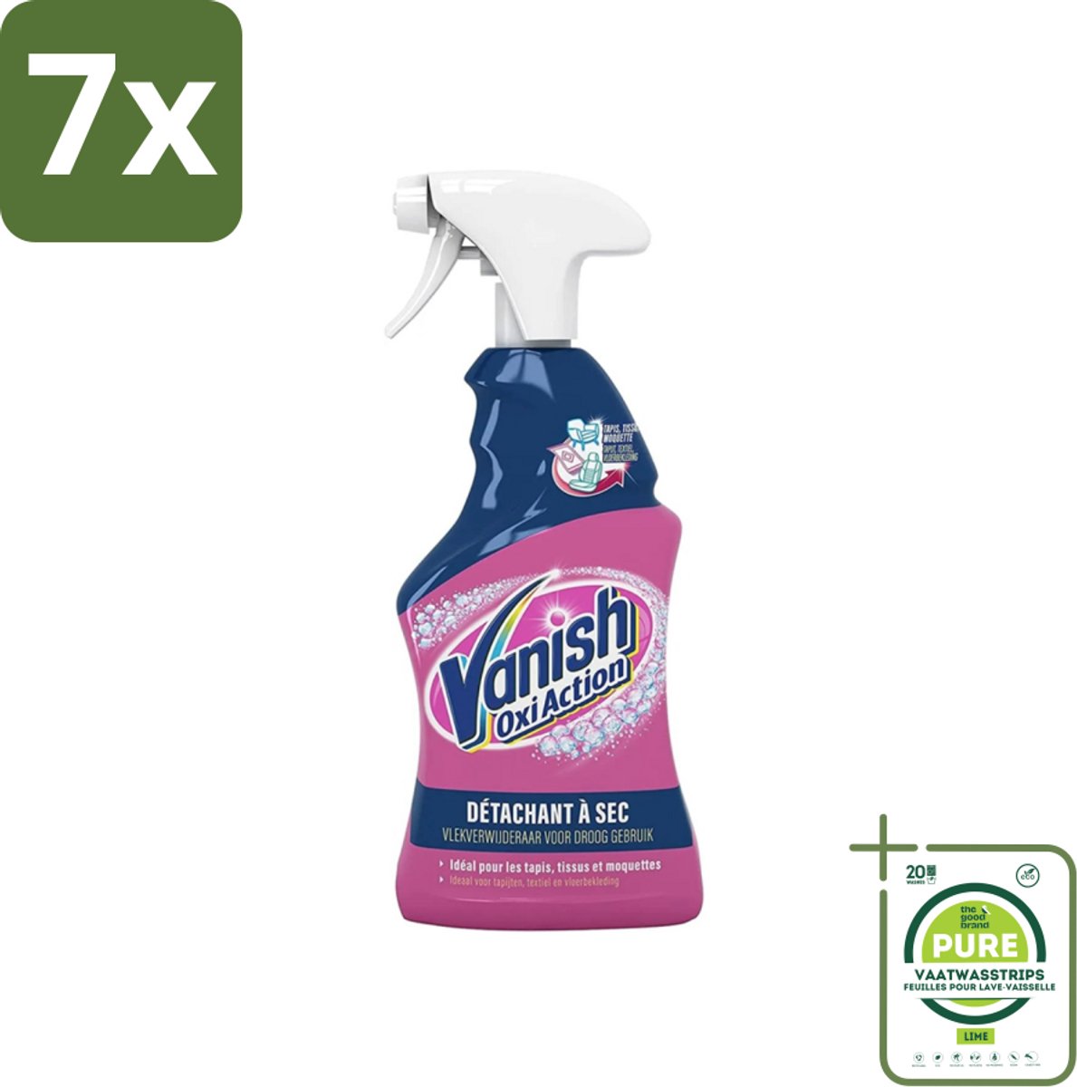7 x Vanish Oxi Action - Vlekkenverwijderaar Spray - Voor Tapijt. Textiel & Vloerbekleding - 500 ml - Grootverpakking - Vlekkenverwijderaar - Tapijt Schoonmaken - Textiel Reinigen - Vlekken Verwijderen - Hardnekkige Vlekken