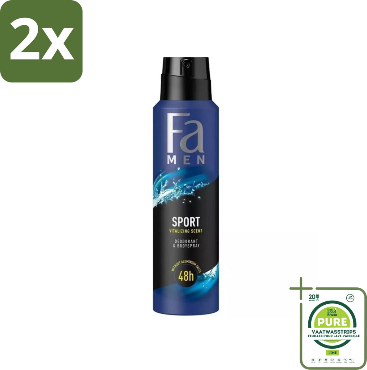 Fa Men - Sport - Deodorant Spray - Vitaliserende Geur - 150 ml - Voordeelverpakking - 2 stuks - Deodorant - Sport deodorant