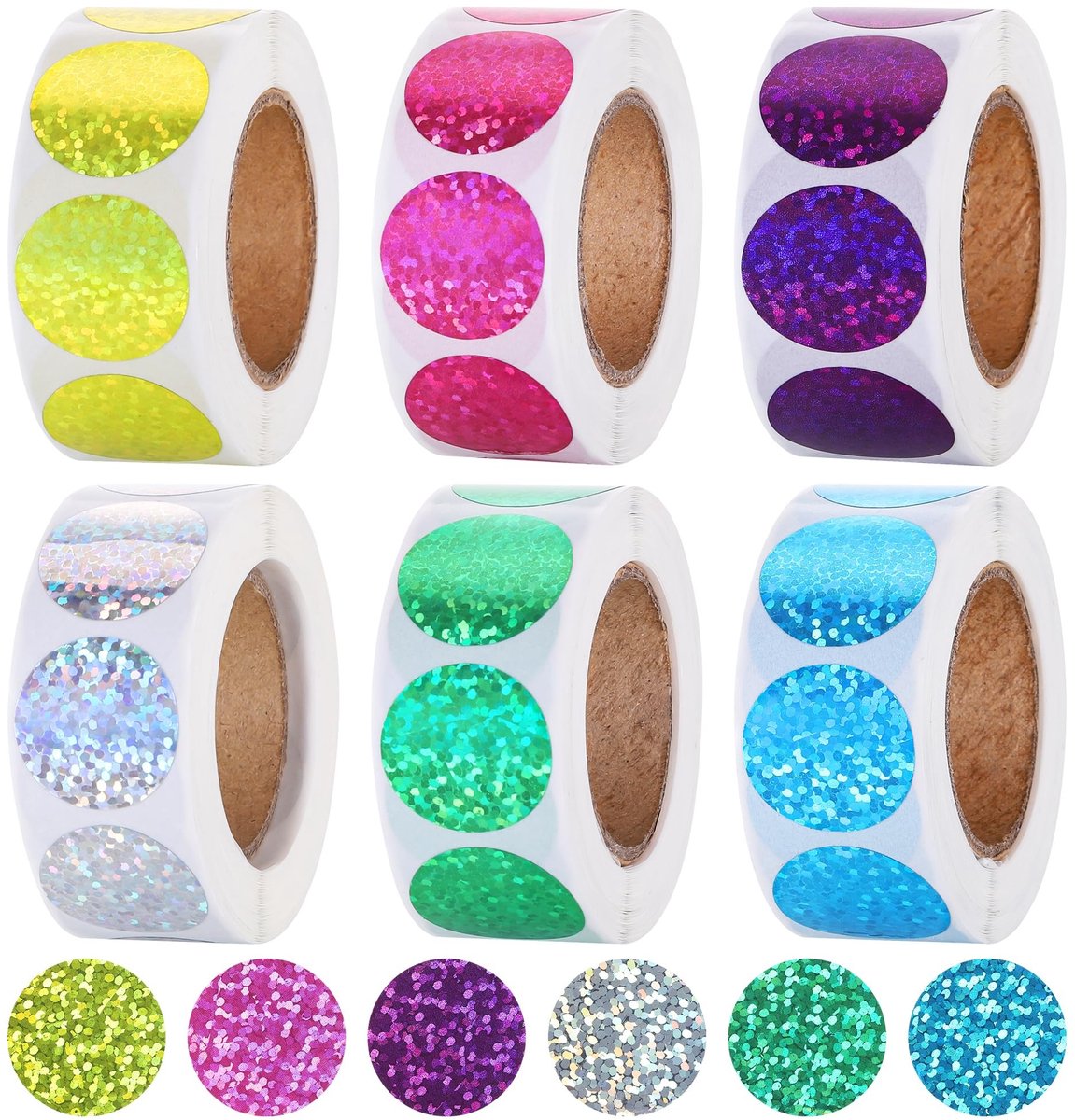 Elzusha - 3000 Glitter Ronde Stickers voor Kleurcodering en Organisatie