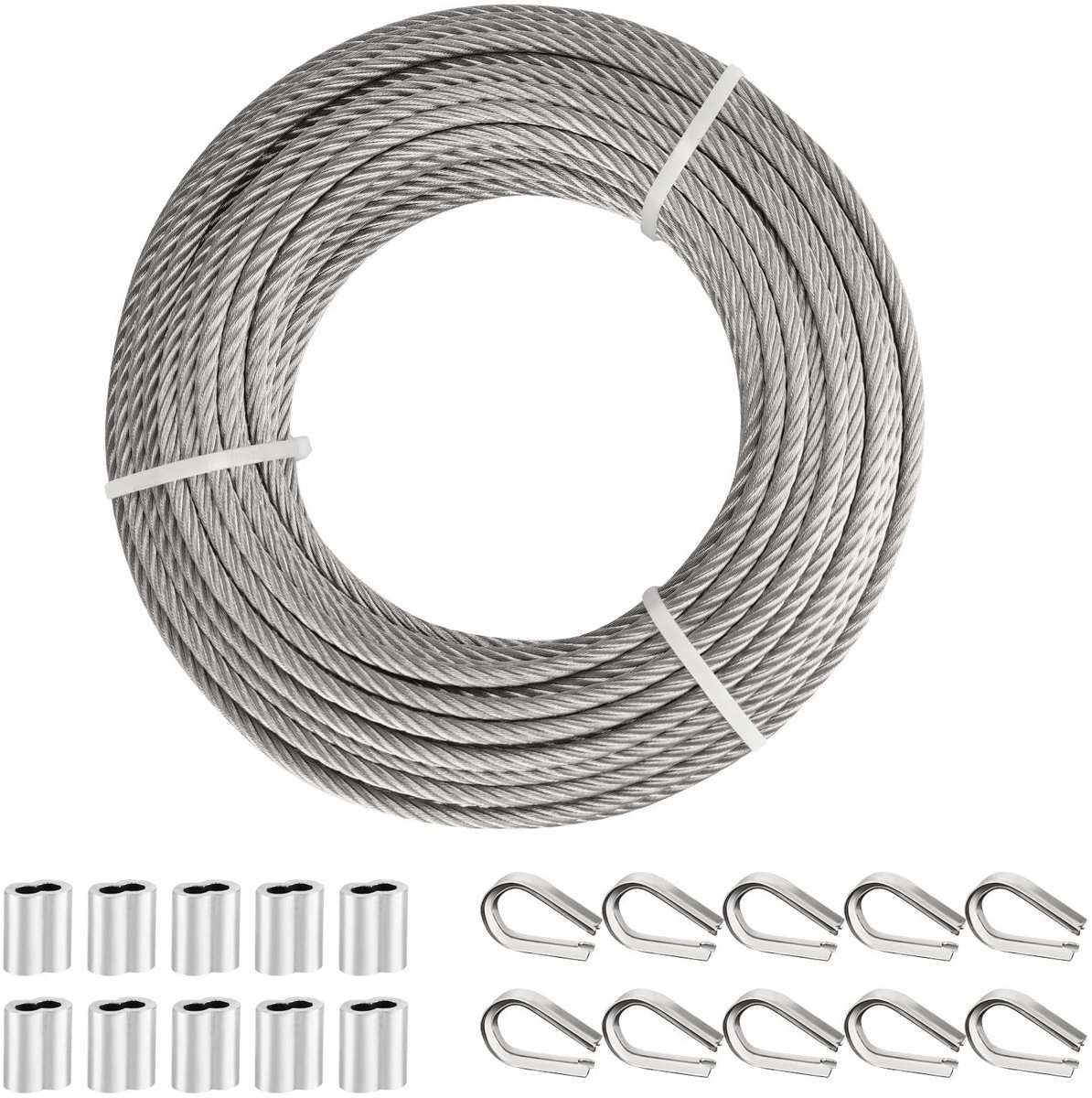 Elzusha - 15.2m RVS Kabel met Crimpklemmen en Lugs voor Diverse Toepassingen