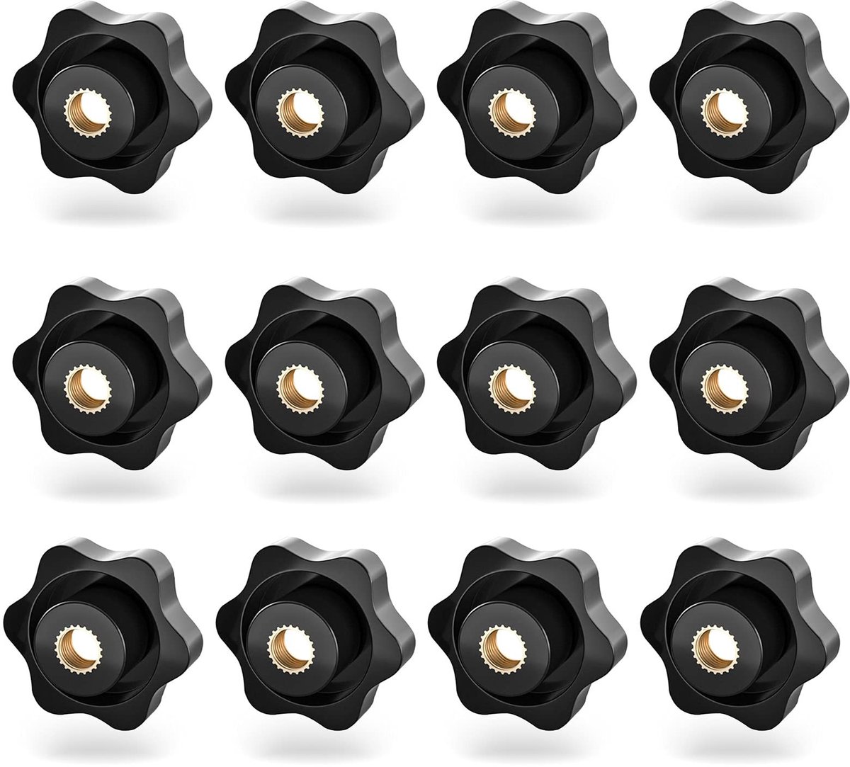 Elzusha - 12 Stuks Zwarte Plastic Sterknop Moeren voor Gereedschappen