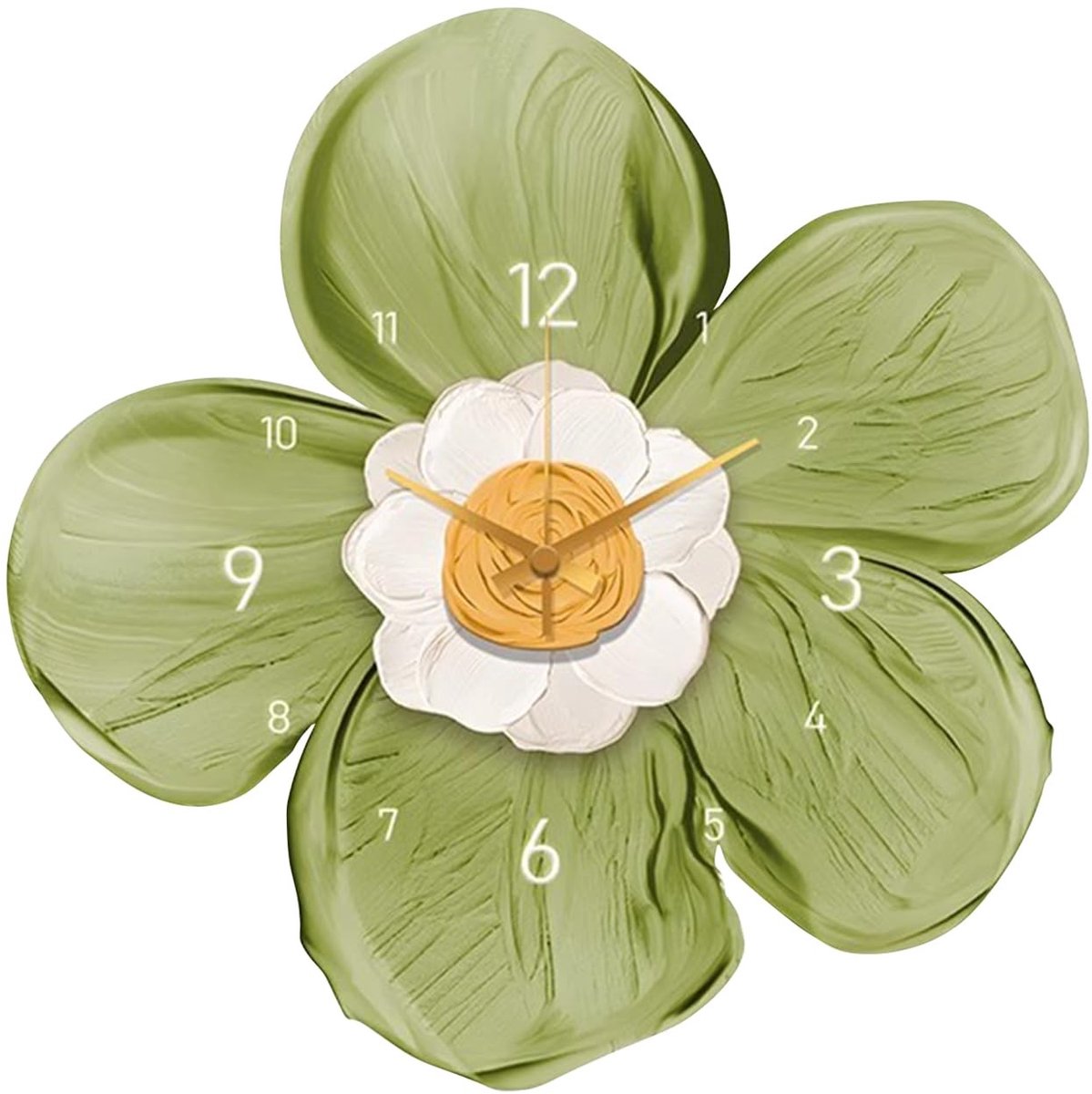 Elzusha - Art Deco Wandklok - Stille Klok met Bloemen Motief