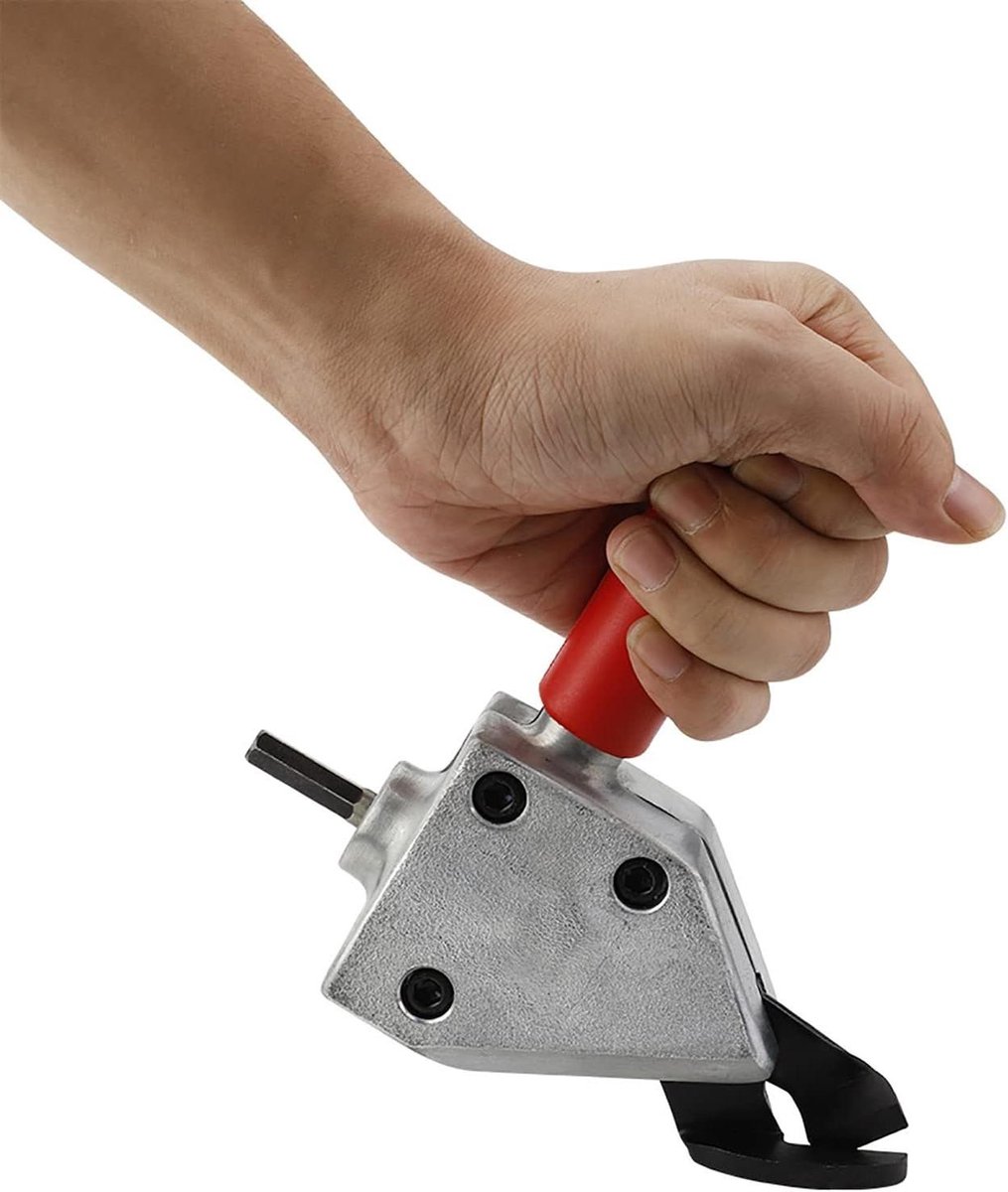 Knabbelschaar Opzetstuk - Metaal Snijder - Plaat Werk - Boormachine Adapter - 15.5 cm - Zilver