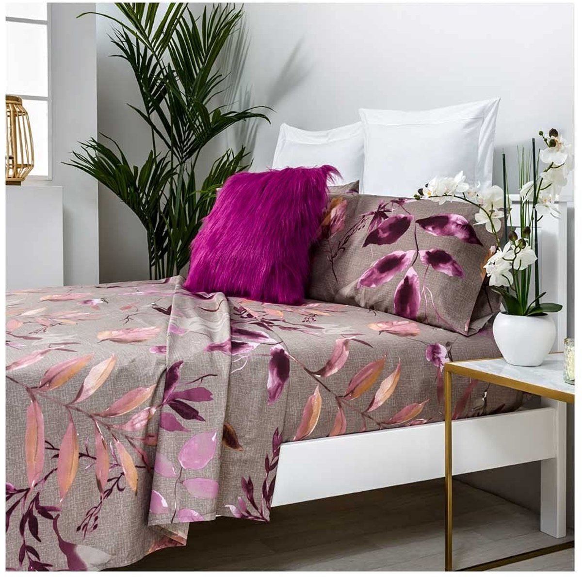 Elzusha - Bedset - Hypoallergeen - Effen Vison/Aubergine