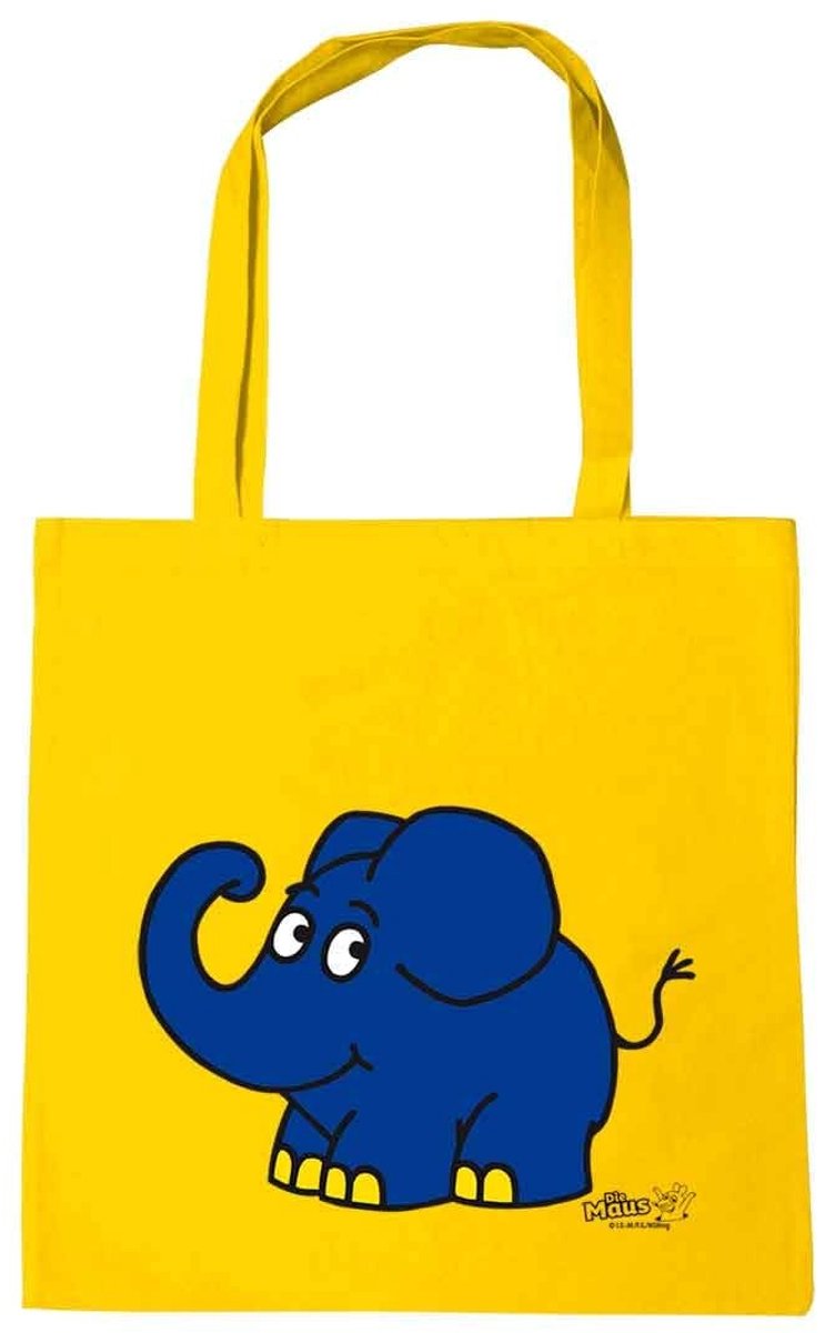 Elzusha - Katoenen Boodschappentas met Olifant Motief in Geel