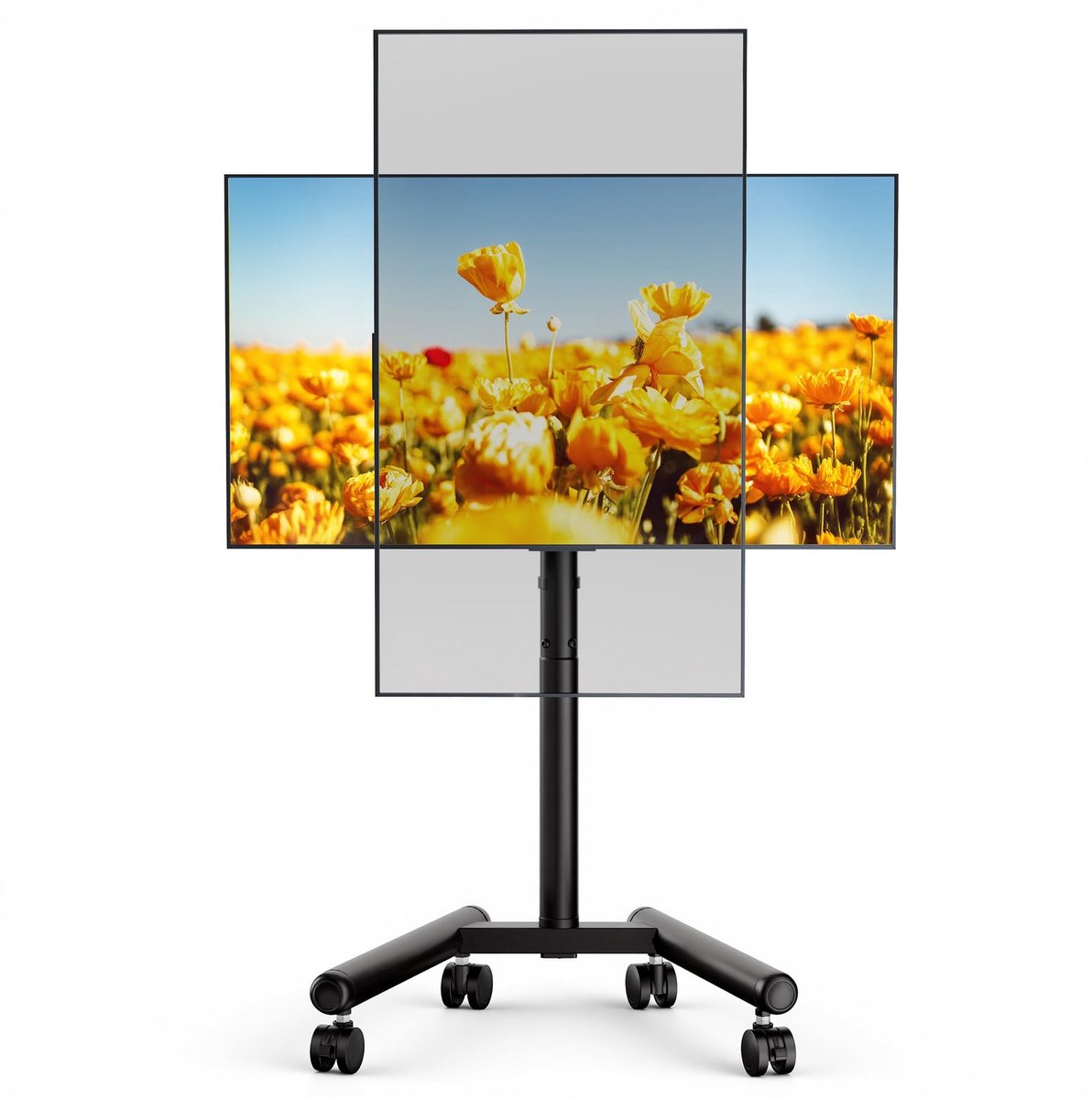 Elzusha - Mobiele TV-Stand voor 13-50 Inch TV's, Hoogte Verstelbaar met Vergrendelbare Wielen