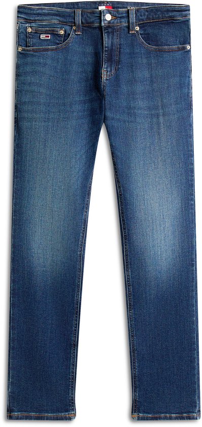Spijkerbroek in donkerblauw denim, recht model, met Tommy Jeans logo.
