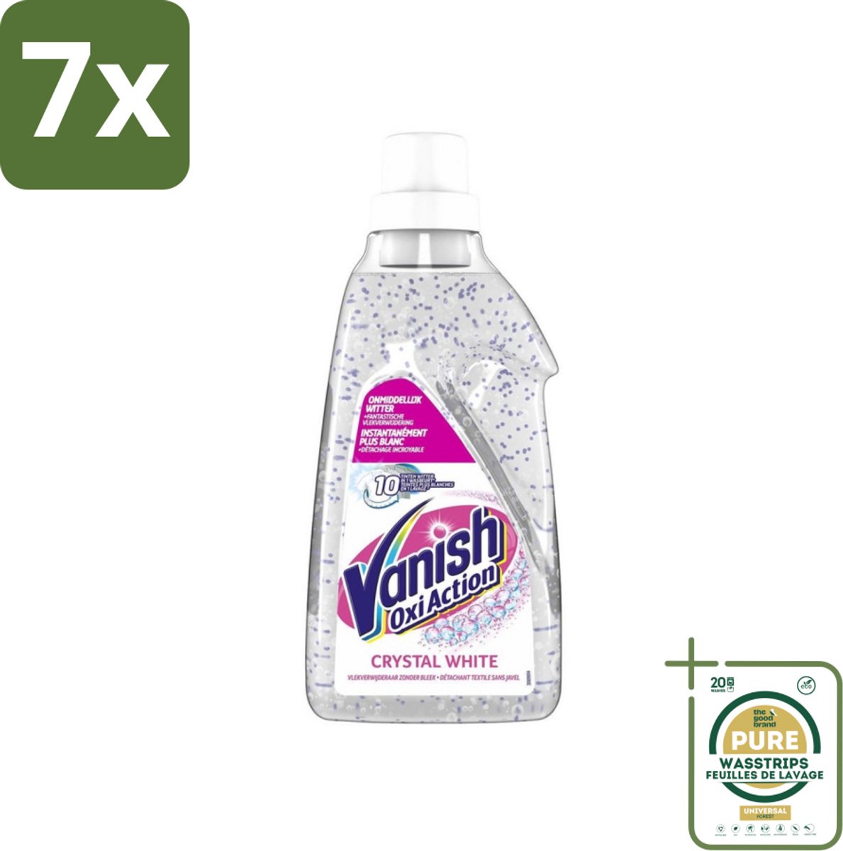 7 x Vanish Oxi Action - Kristalwit - Vlekkenverwijderaar Gel - Zonder Bleek - Witte Was - 15 Wasbeurten - Grootverpakking - Vlekkenverwijderaar - Witte Was - Kristalwit - Wasmiddel - Vlekkenverwijdering
