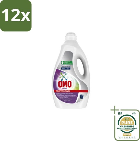 Omo Professional – Vloeibaar Wasmiddel – Color – 71 Wasbeurten – Pro Formula – 5 L - Voordeelverpakking - 12 stuks - Enzymatisch wasmiddel - Professioneel wasmiddel