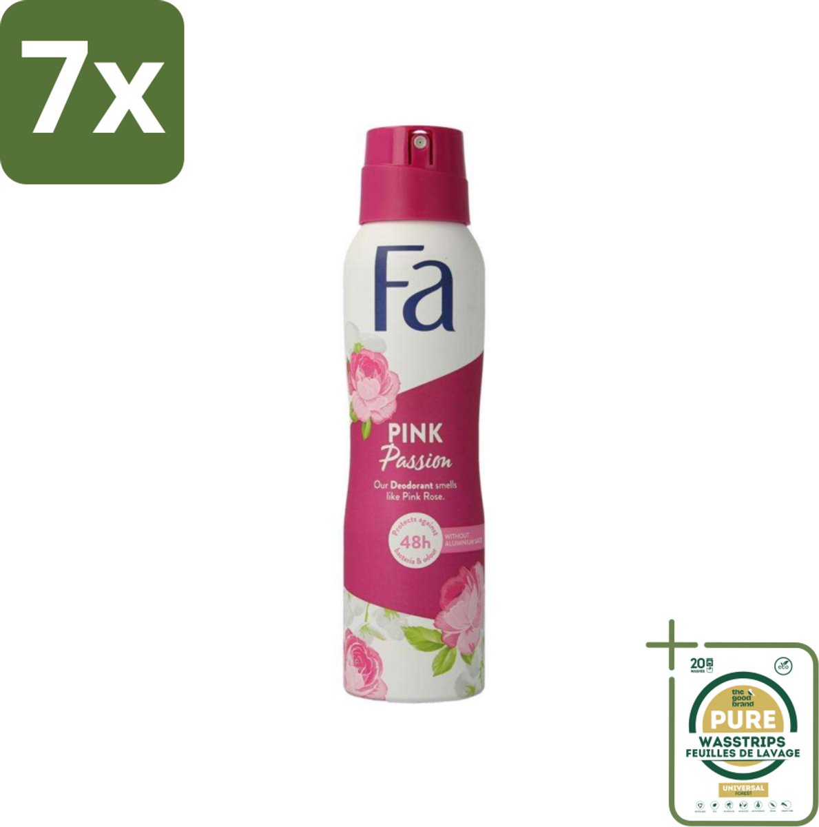 7 x FA - Pink Passion - Deodorant Spray - Roze Roos - 150 ml - Grootverpakking - Deodorant Spray - Anti-vlekken - Roze Roos - Huidvriendelijk - Frisheid