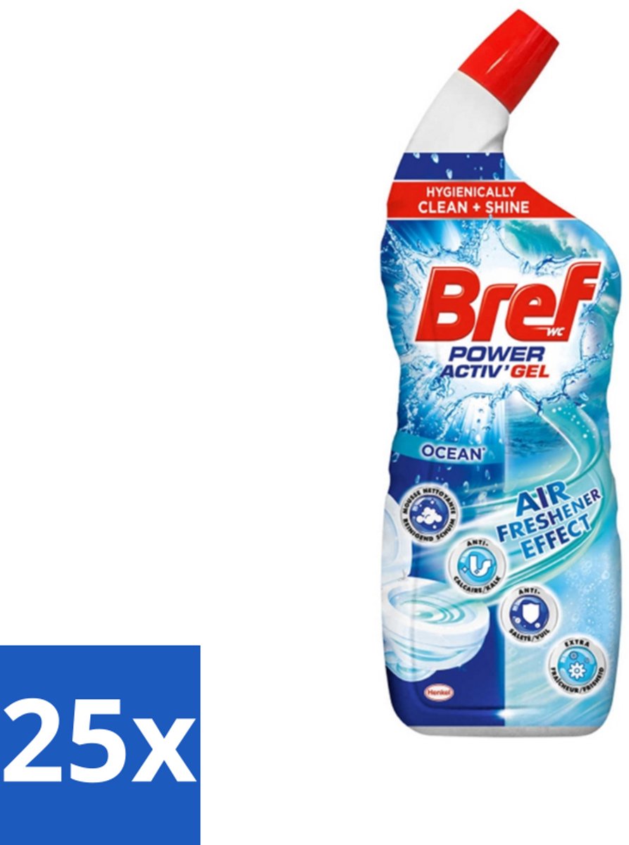 25 x Bref WC - Power Activ+ - Toiletreiniger - Anti-Kalk - Oceaan - 700 ml - Toiletreiniger - Hygiëne - Glans - Reiniging - Kalk