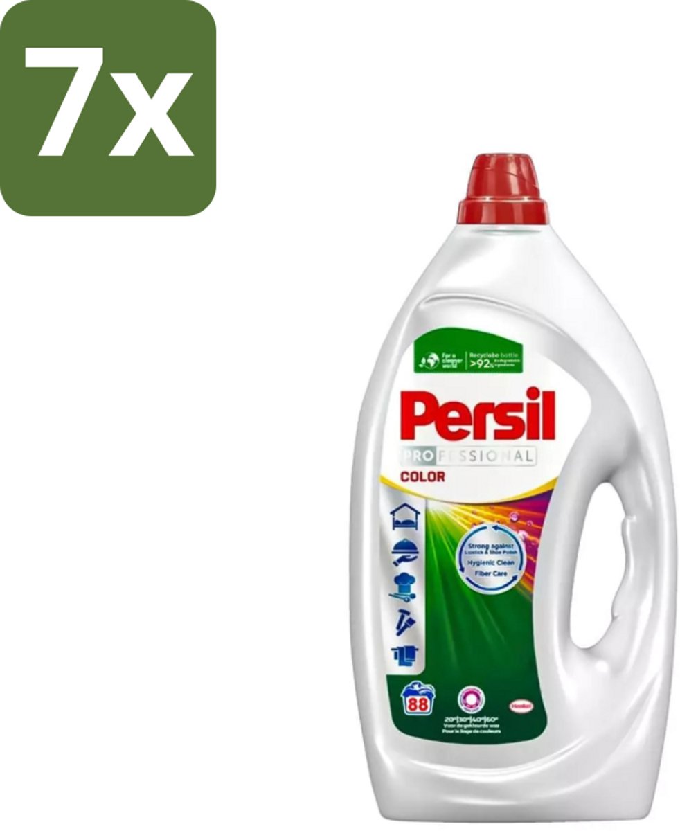 7 x Persil Professional Color - Vloeibaar Wasmiddel - Gekleurde Was - 88 Wasbeurten - Gekleurde Was - Vlekverwijdering - Wasmiddel - Wasresultaat - Wasfrisheid