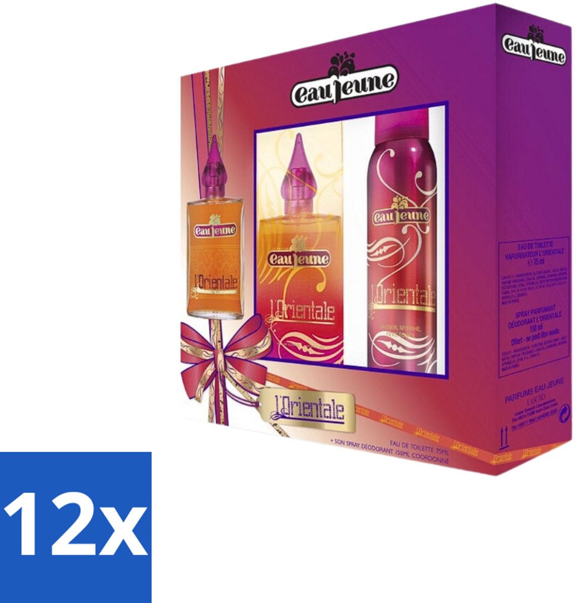 12 x Eau Jeune - L'Orientale - Geschenkset - Eau de Toilette 75ml + Deodorant 150ml - Eau De Toilette - Parfum - Cadeau - Geschenkset - Geur