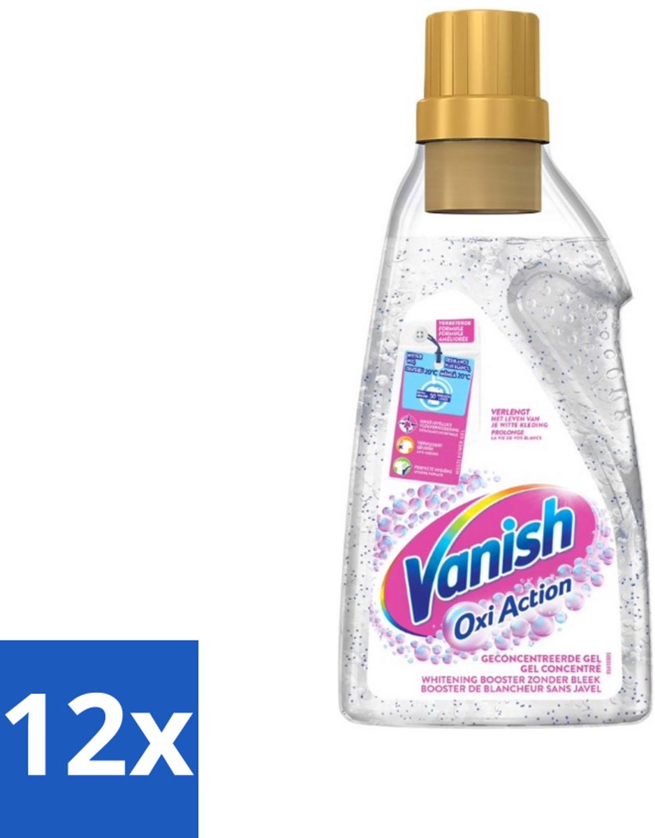 12 x Vanish Oxi Action - Vlekkenverwijderaar Gel - Witte Was - 1.5 L - Vlekkenverwijderaar - Witwas - Wasverzachter - Wasmiddel - Vlekken