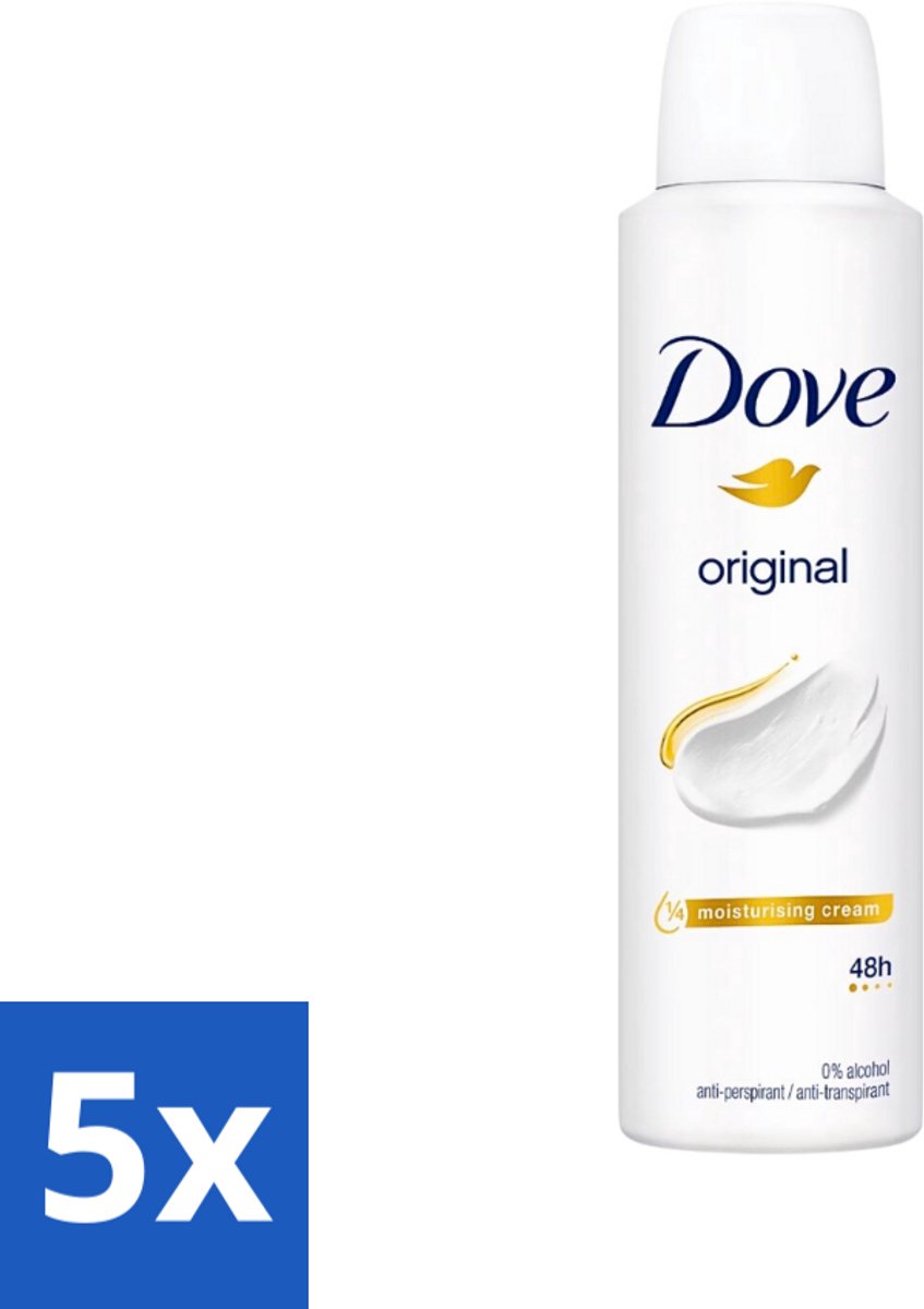 5 x Dove Original - Deospray - Anti-Transpirant - 150 ml - Douche - Deodorant - Oksels - Transpiratie - Geur
