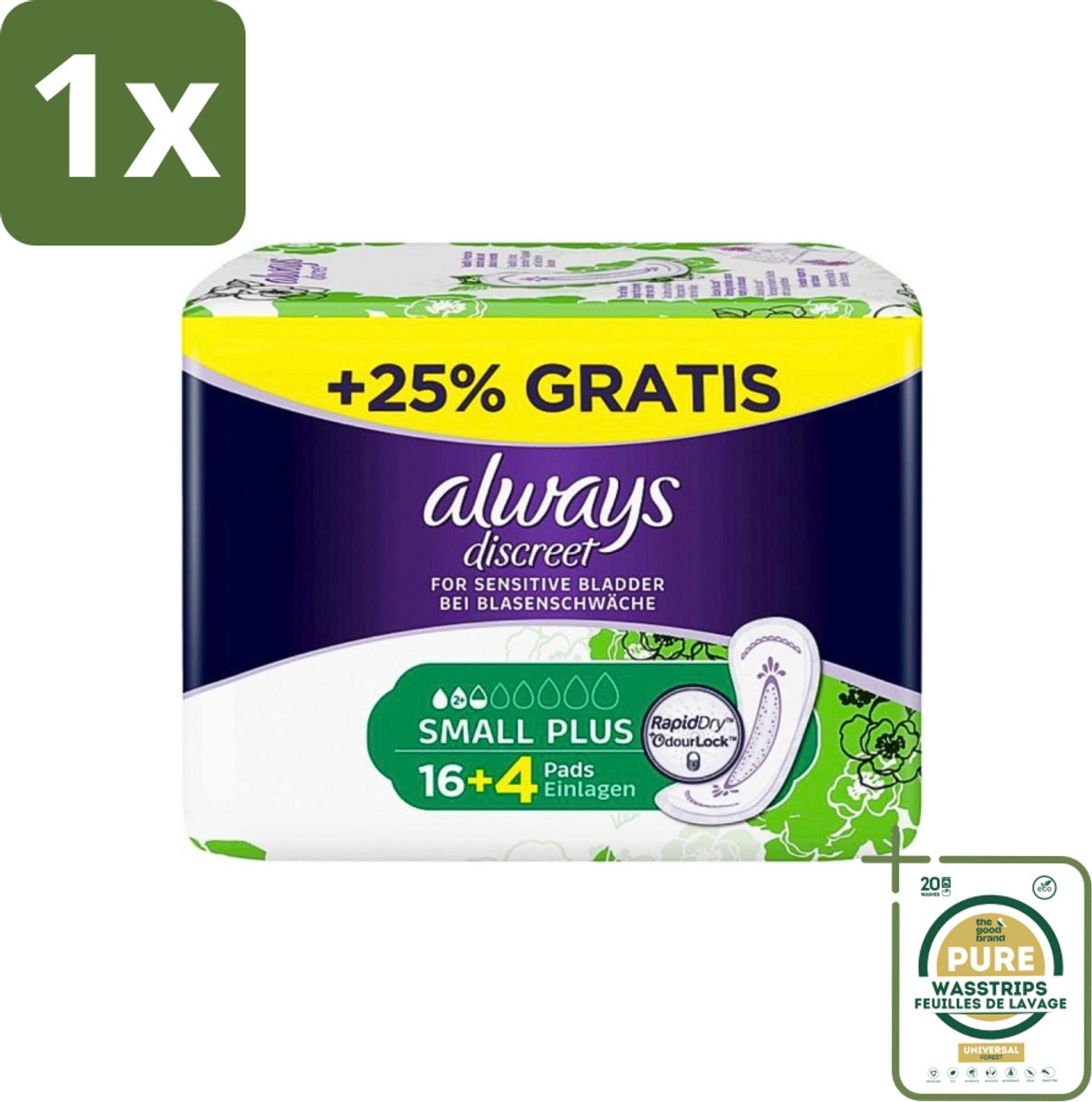 1 x Always Discreet - Inlegkruisjes - Gevoelige Blaas - Lichte Bescherming - 20 Inlegkruisjes- Maandverband Voor Gevoelige Blaas - Discreet Maandverband - Gevoelige Blaas Bescherming - Maandverband Voor Incontinentie - Maandverband Voor Vrouwen