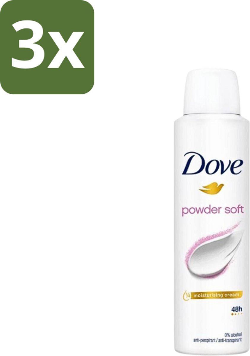 3 x Dove - Deospray - Powder Soft - 150 ml - Deodorant - Poeder - Oksels - Transpiratie - Geur