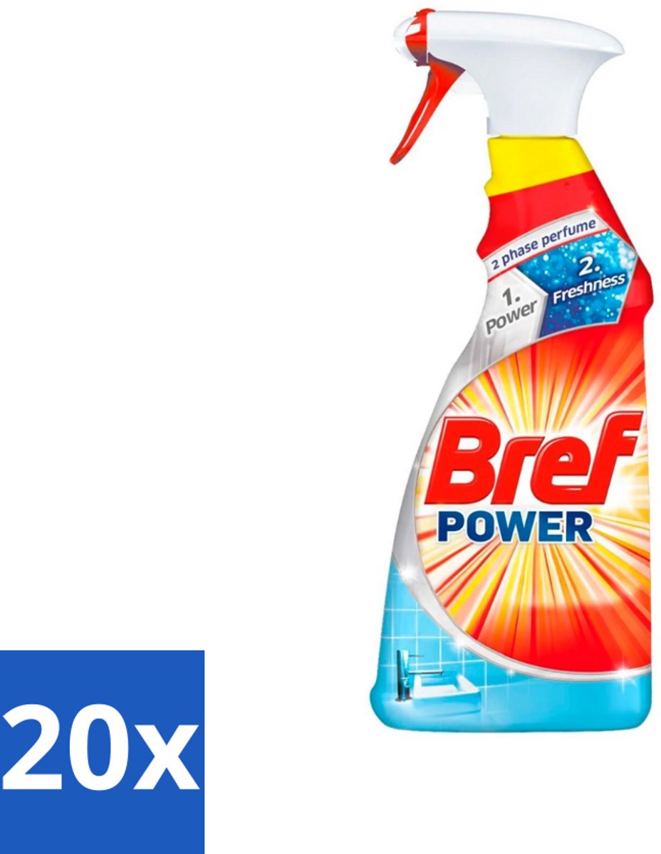 20 x Bref Power - Badkamerreiniger - Spray - Anti-Kalk & Vuil - Fris - 750 ml - Kalk Verwijderen - Vuil Verwijderen - Badkamer Schoonmaken - Douchecabine Schoonmaken - Gootsteen Schoonmaken