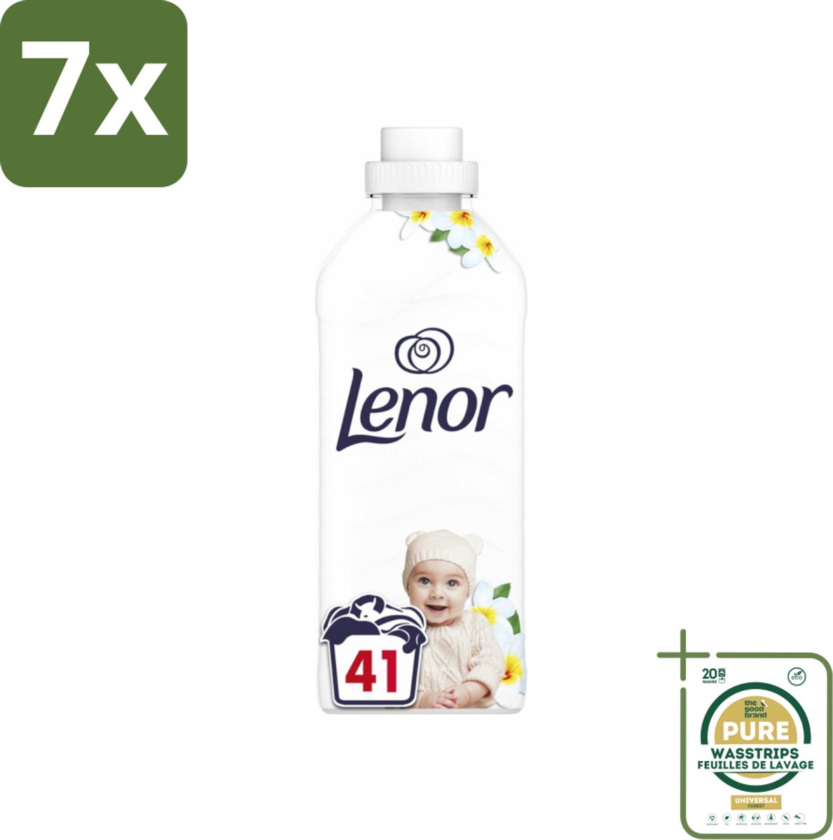 7 x Lenor - Wasverzachter - Gevoelig - Milde Geur - 41 Wasbeurten - Grootverpakking - Wasverzachter - Gevoelige Huid - Hypoallergenisch - Frisheid - Zachtheid