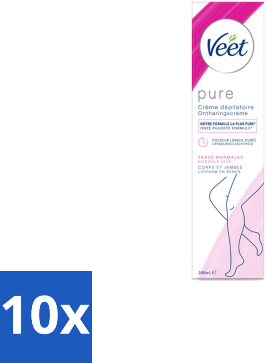 10 x Veet - Minima - Ontharingscrème - Normale Huid - 200ml - Ontharen - Ontharingscrème - Huid Verzorging - Haartjes Ontharen - Huid Zachtheid