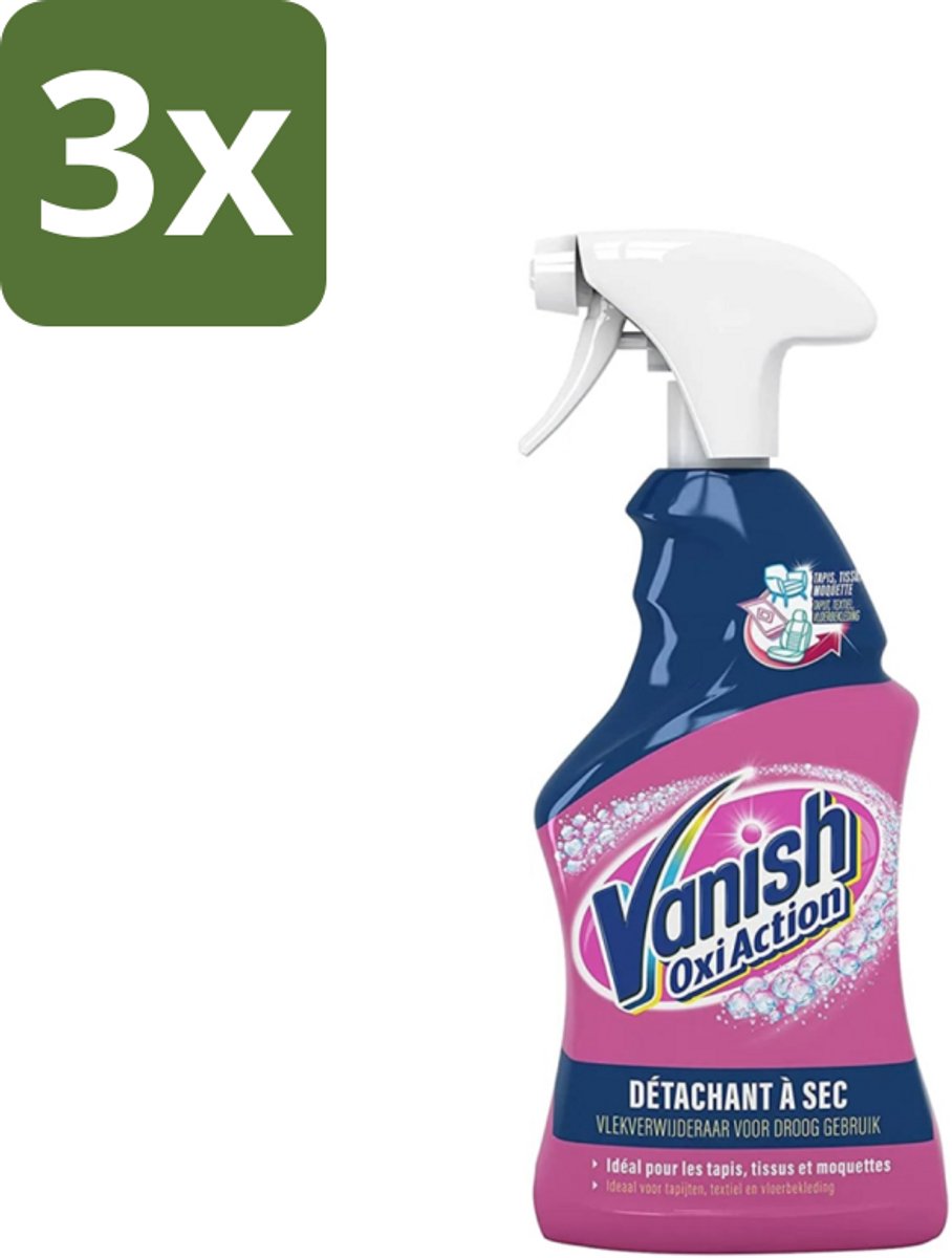 3 x Vanish Oxi Action - Vlekkenverwijderaar Spray - Voor Tapijt. Textiel & Vloerbekleding - 500 ml - Vlekkenverwijderaar - Tapijt Reinigen - Textiel Reinigen - Vlekken Verwijderen - Vlekken Op Kleding