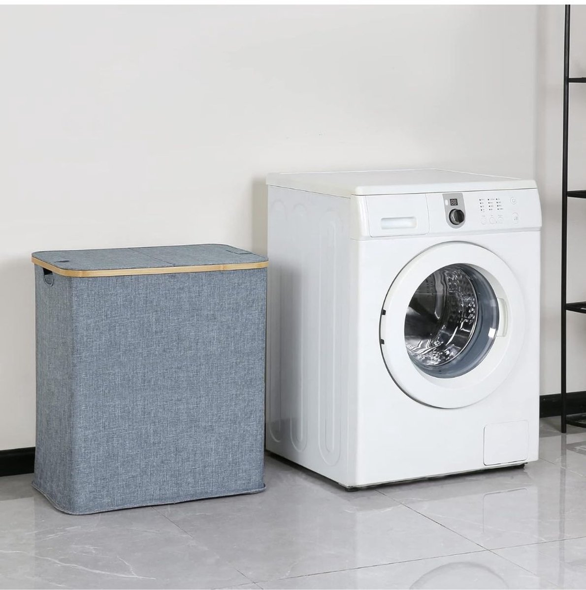 TYR® Wasmand - 140L - Wasmanden - Wasmand 2 Vakken - Grijs - 44cm x 33cm x 4cm