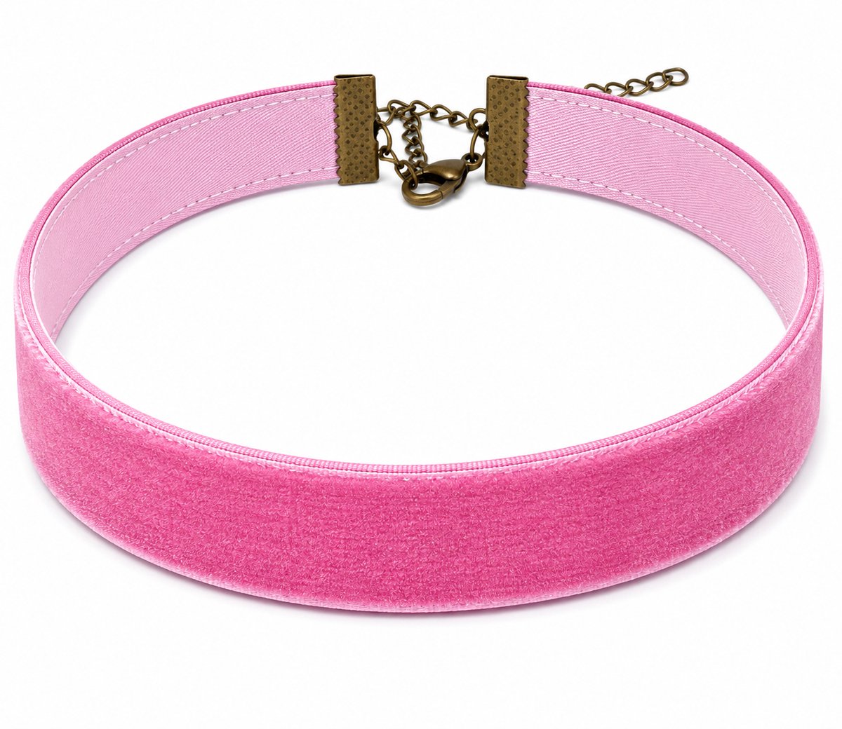 Choker - Ketting dames - Collier - Velvet - roze - 28+9 cm - 1 stuks