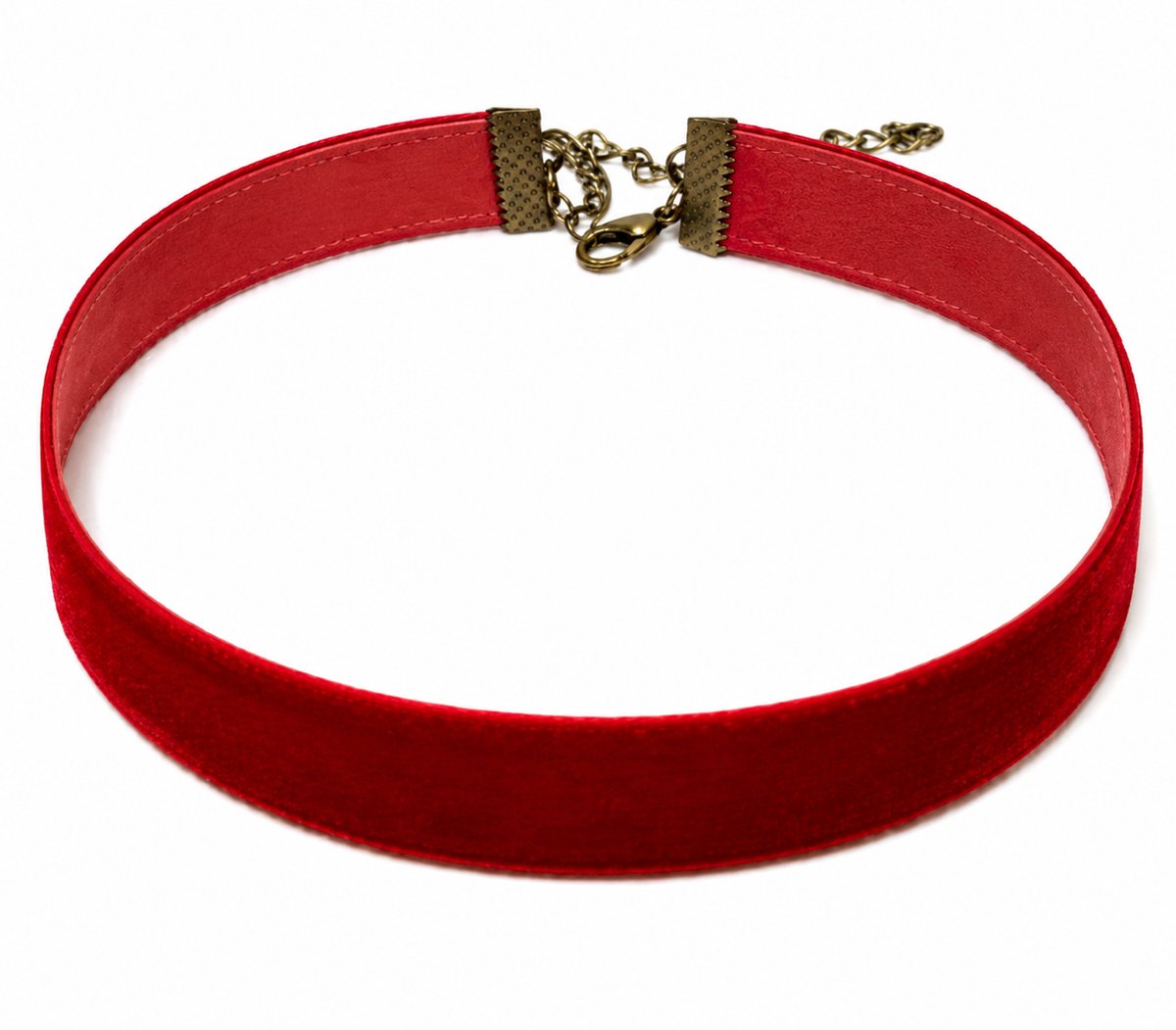 Choker - Ketting dames - Collier - Velvet - rood - 28+9 cm - 1 stuks