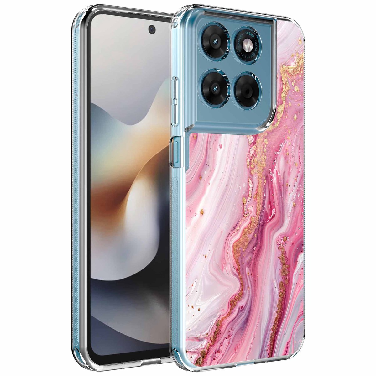 Smartphonica Geschikt voor Motorola Moto G56 Telefoonhoesje met Roze Goud Marmer opdruk - Draadloos op te laden - Shockproof Siliconen TPU Strong Case - Sterk Schokbestendig Telefoonhoesje geschikt voor Motorola Moto G56