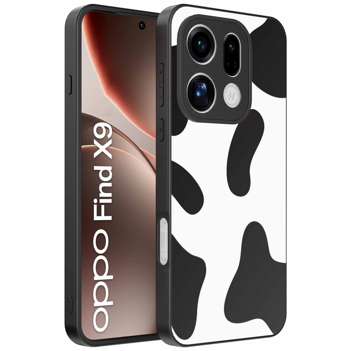 Geschikt voor Oppo Find X9 Telefoonhoesje met Koeienvlekken Opdruk - TPU Backcover Case With Cow Patches Design - Smartphonica geschikt voor Oppo Find X9
