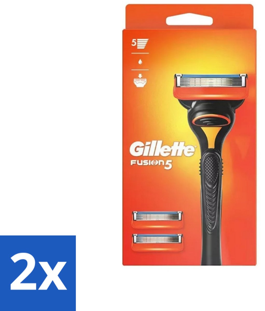 2 x Gillette - Fusion 5 - Scheermesje - Ergonomisch ontwerp - 2 Extra Navulmesjes - Scheerapparaat - Gillette Fusion5 - Scheermesjes - Gladgeschoren - Scheerbeurt