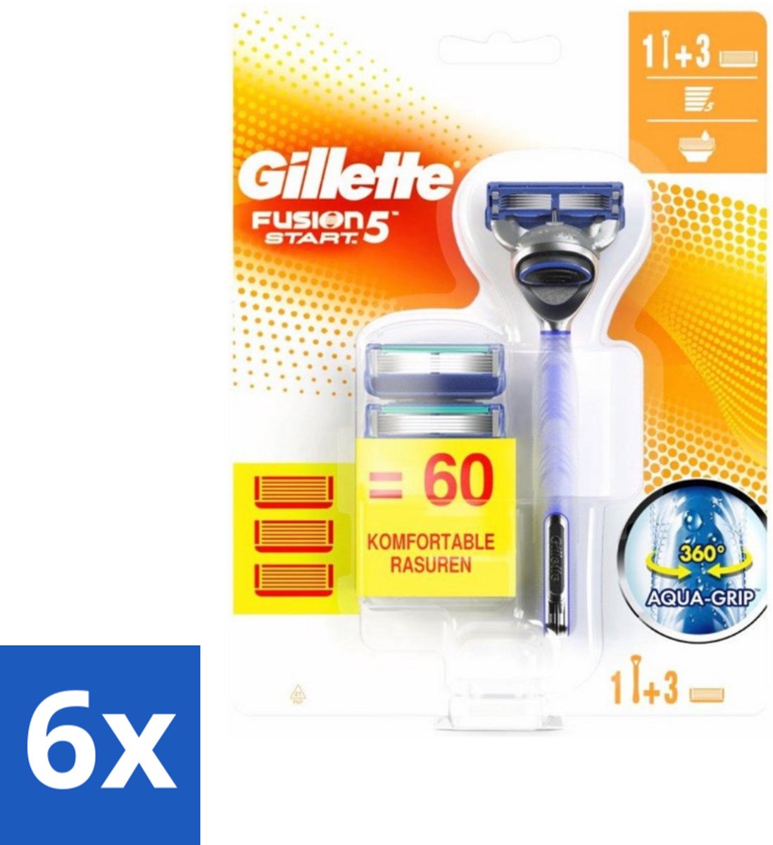 6 x Gillette Fusion 5 - Scheermesje - Ergonomisch ontwerp - 2 Extra Navulmesjes - Scheermesjes - Scheermes - Gillette Fusion5 - Scheermesjes Mannen - Gladde Scheerbeurt
